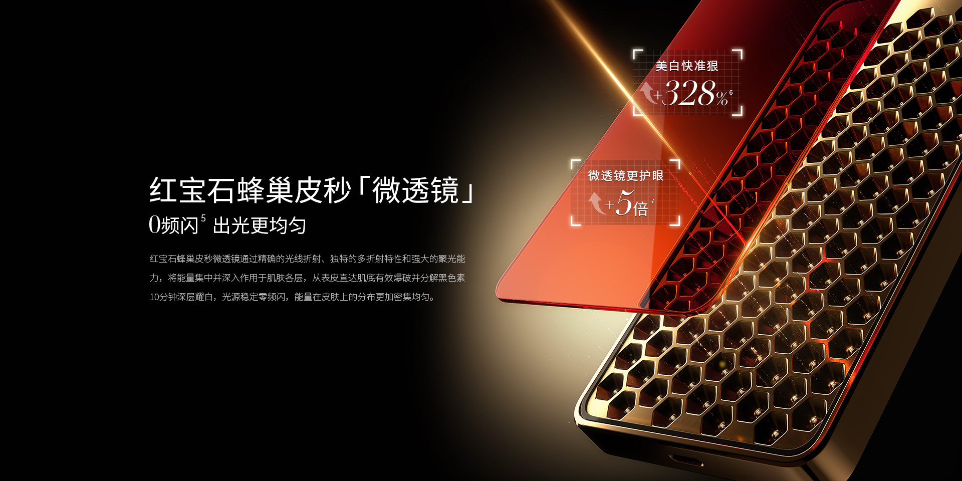 紅寶石蜂巢皮秒「微透鏡」多折射、強聚光、0頻閃，能量密度更大更勻